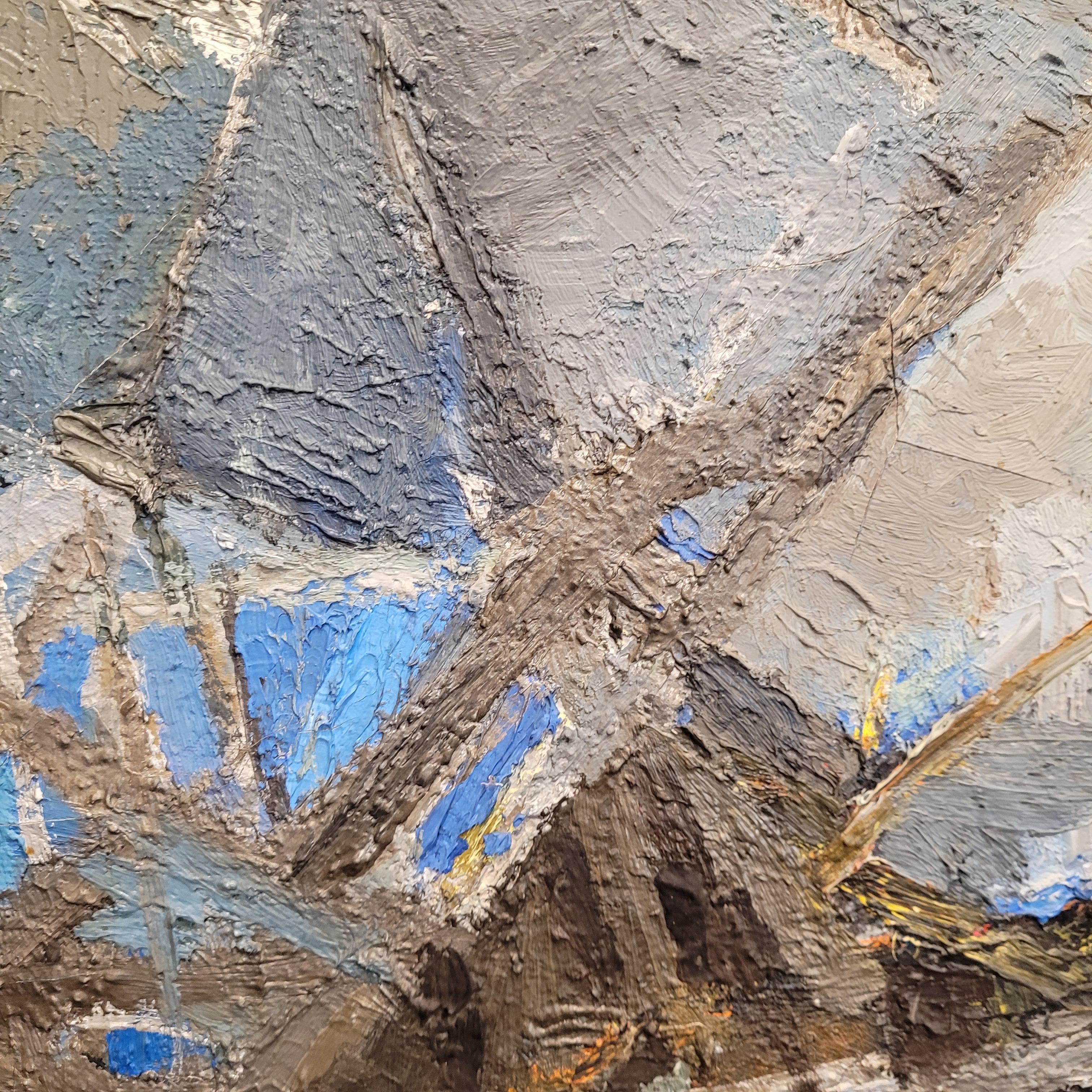 Swiss painting Blue “The Battle of Salamine” Hugo Cleis, abstraction For Sale 10
