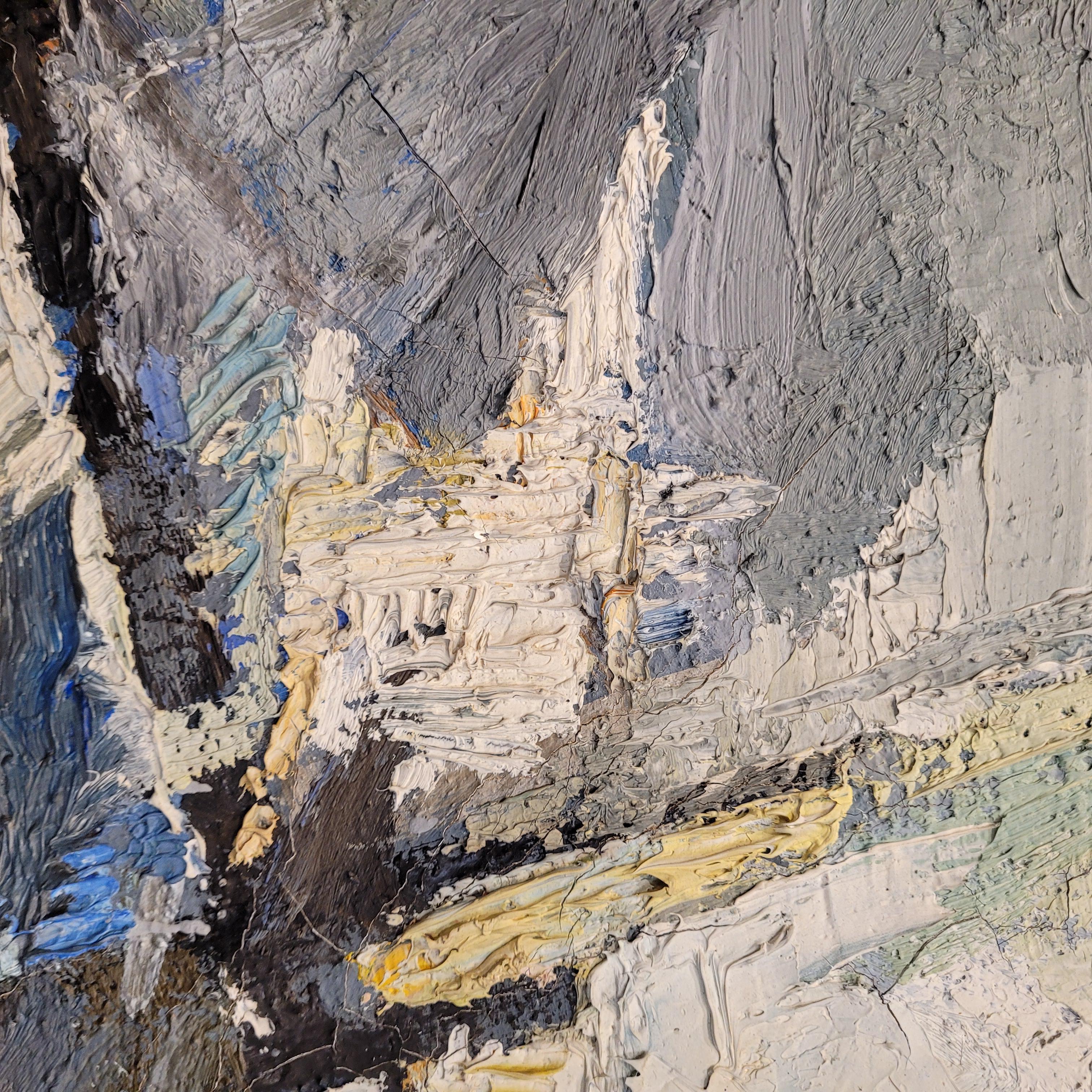 Swiss painting Blue “The Battle of Salamine” Hugo Cleis, abstraction For Sale 11
