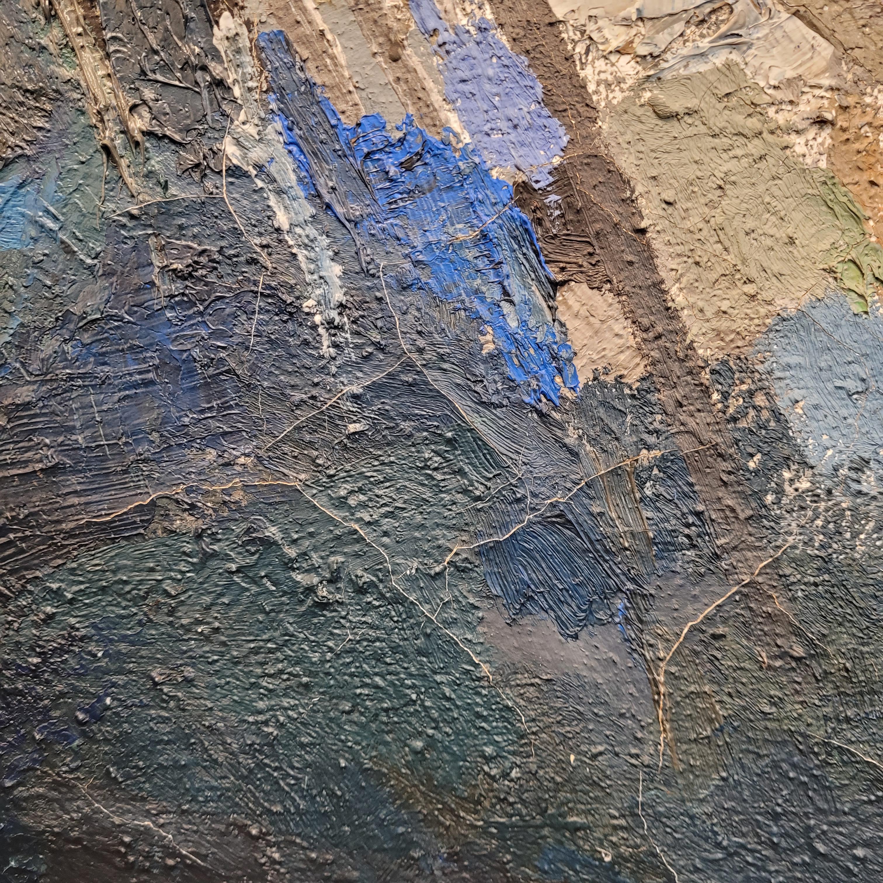Swiss painting Blue “The Battle of Salamine” Hugo Cleis, abstraction For Sale 15