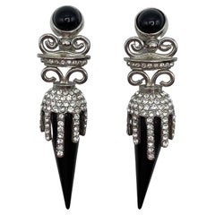 Ugo Correani 1980s Italian Rhinestone & Resin Pendant Pendant Earrings