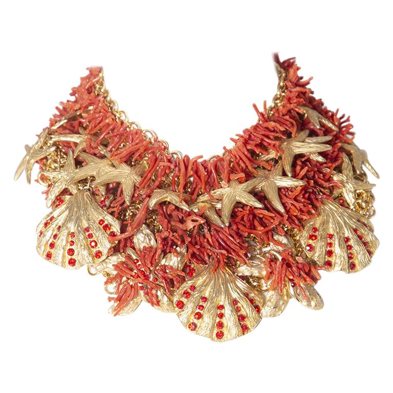 Ugo Correani necklace for Gianni Versace Capri series in metal and coral, 1980s