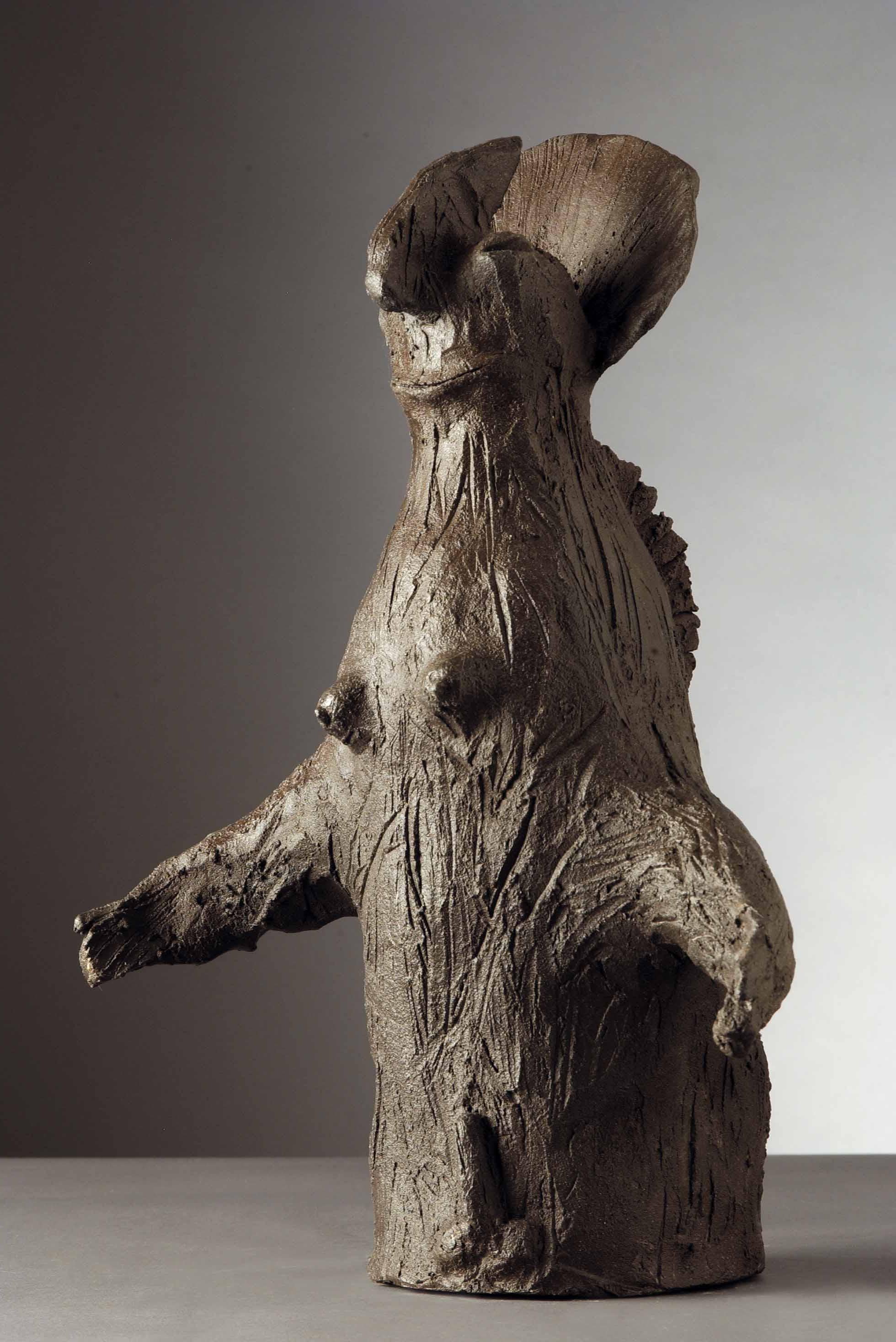 Contemporary Ugo Ferrero Tatravinda Raku Italian Figurative Sculpture For Sale
