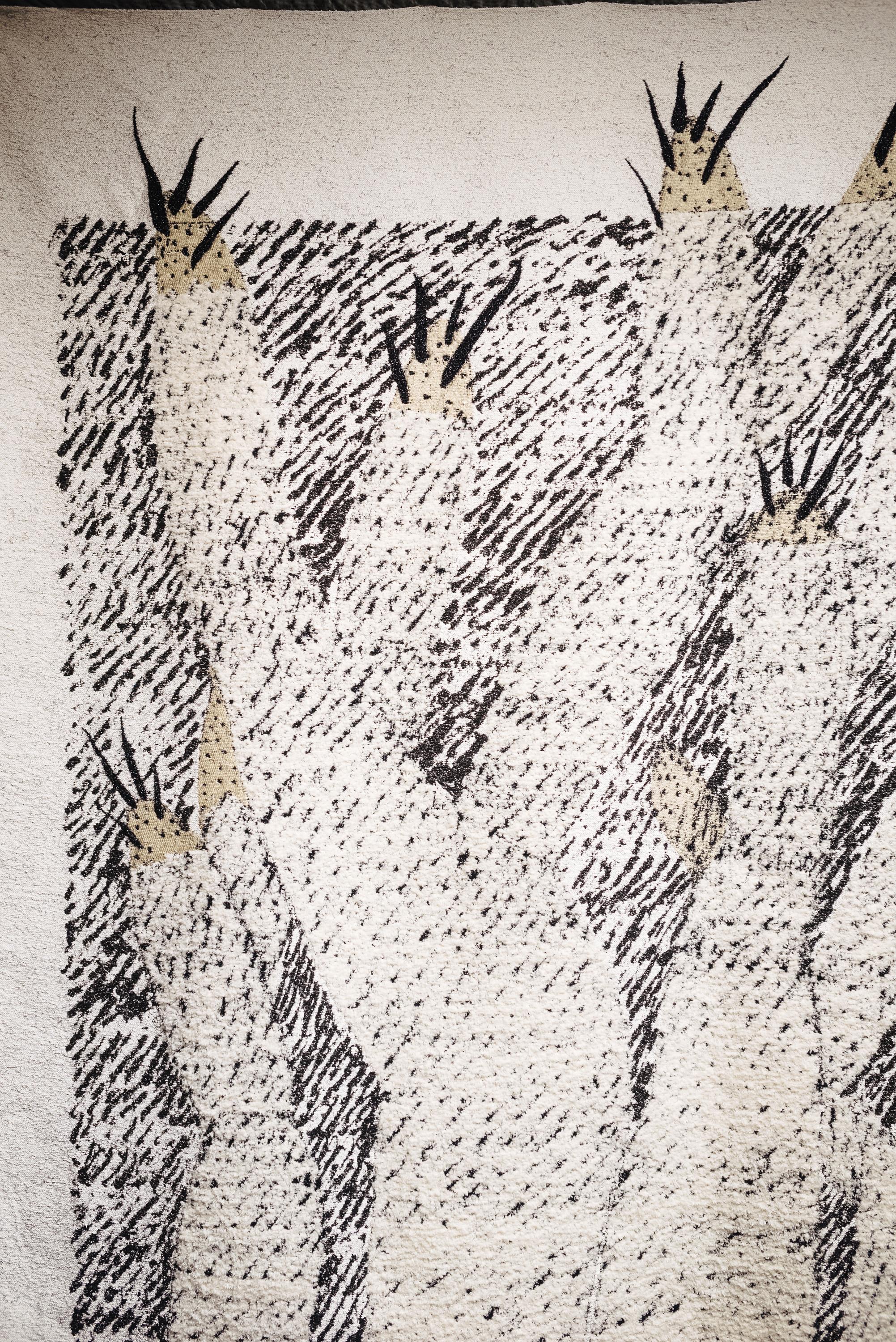 Italian Ugo La Pietra Artificial Nature #1 Cotton Silk Virgin Wool Tapestry For Sale