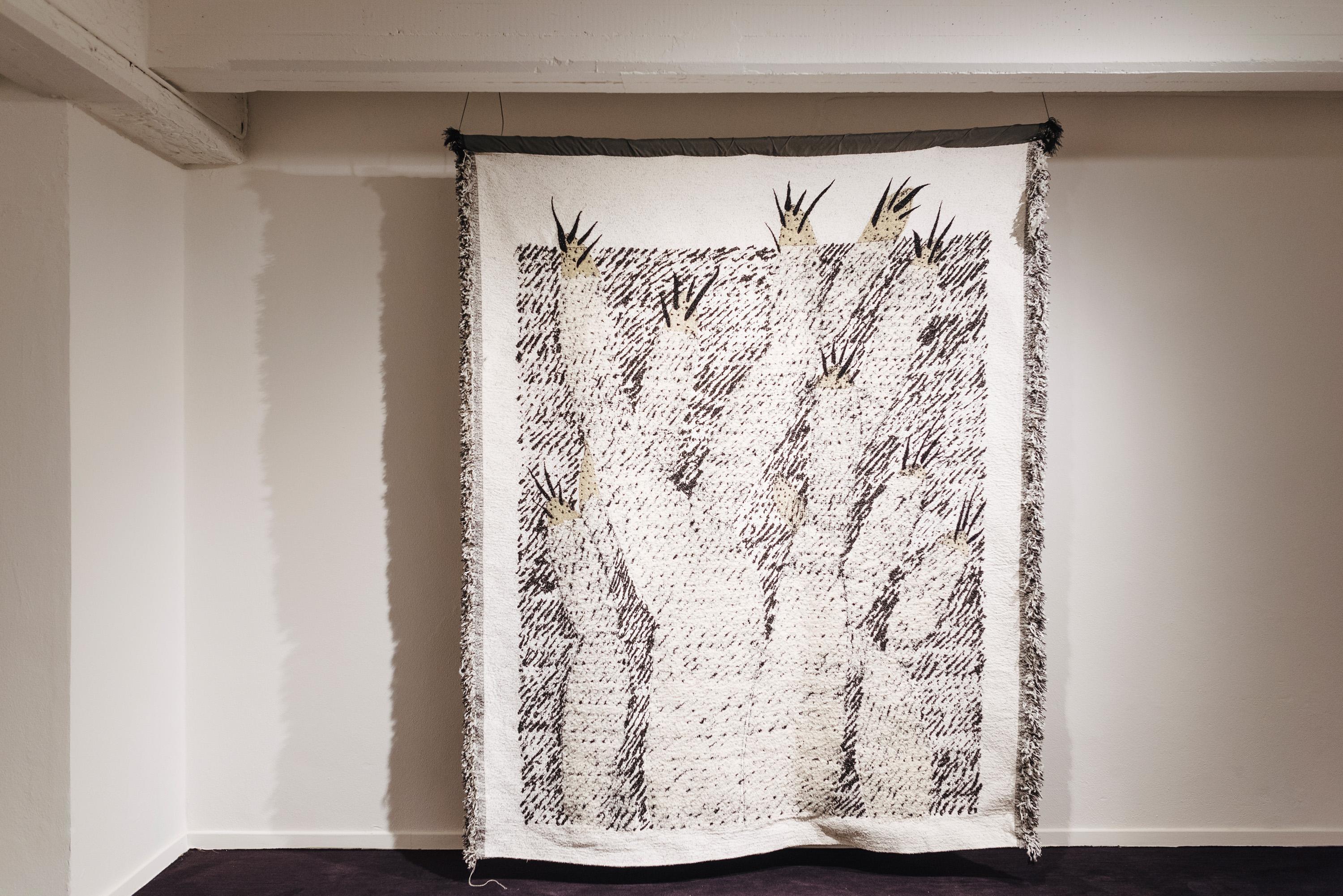 Contemporary Ugo La Pietra Artificial Nature #1 Cotton Silk Virgin Wool Tapestry For Sale