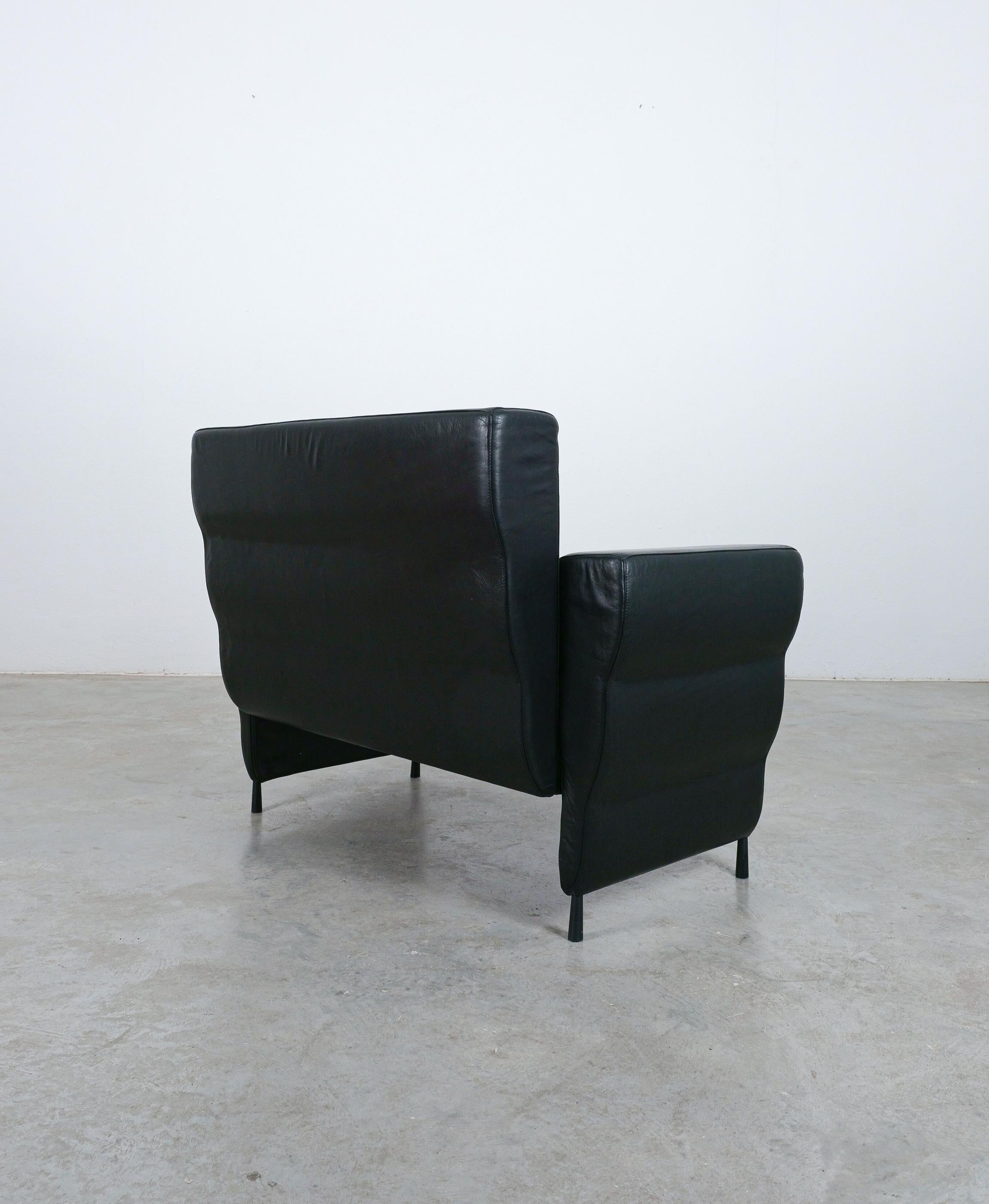 Ugo La Pietra für Busnelli Flessuosa Sofa aus schwarzem und weißem Leder, Italien 1985 im Angebot 4