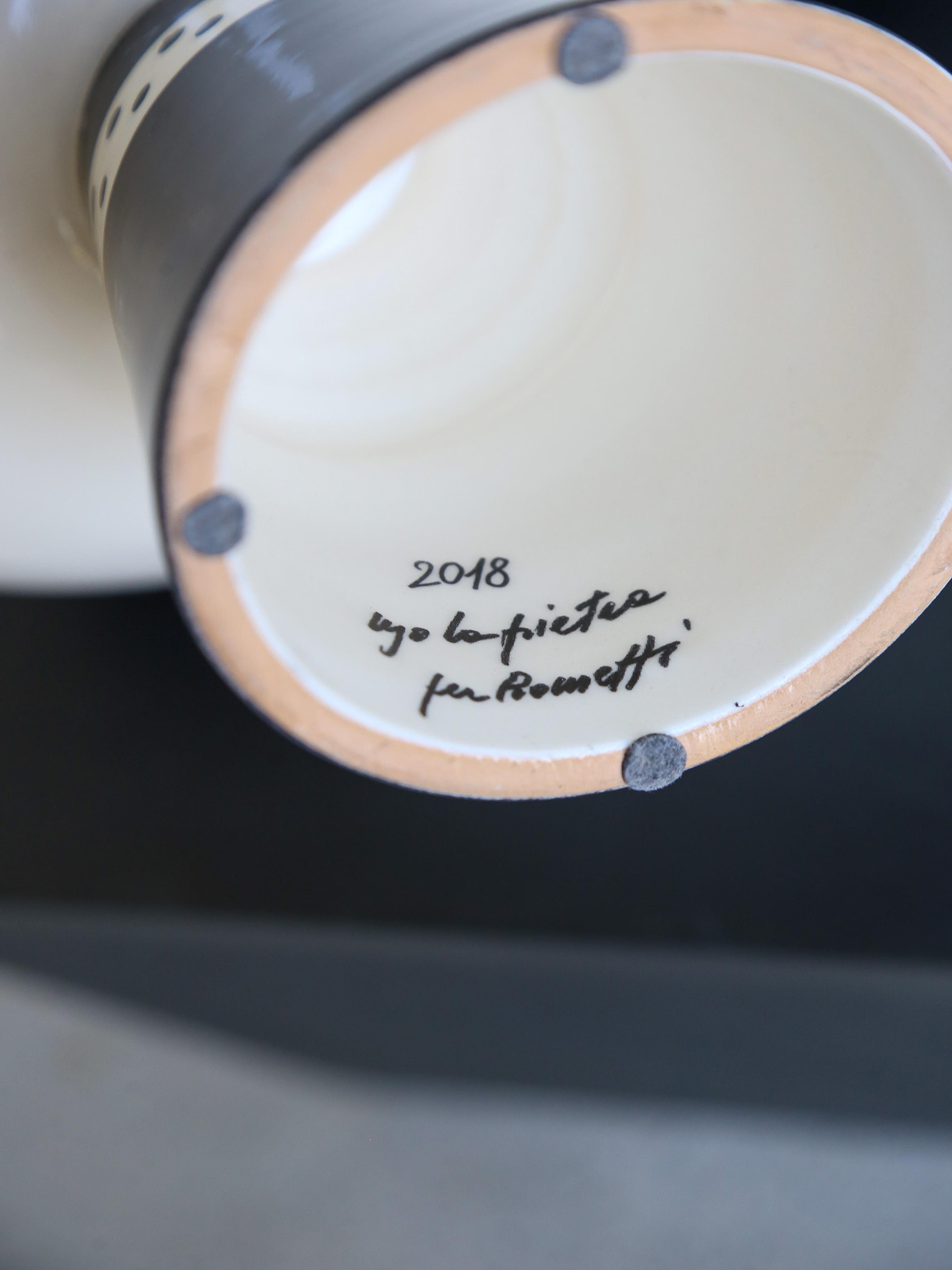 Contemporary Ugo La Pietra for Rometti Aryballos Vase Ceramic For Sale