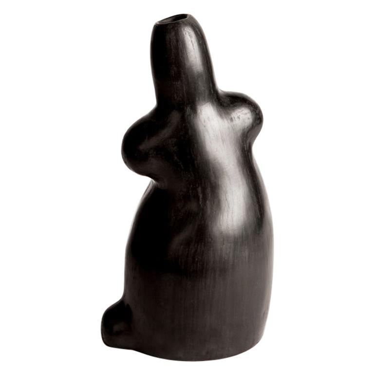 "Inner Strength" Handmade Black Ceramic Bucchero Tuscan Etruscan Vase #10
