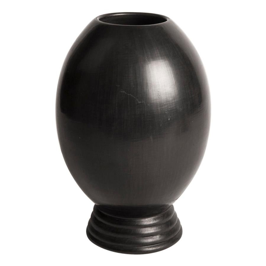 "Inner Strength" Handmade Black Ceramic Bucchero Tuscan Etruscan Vase #14 For Sale