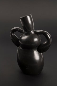 "Inner Strength" Handmade Black Ceramic Bucchero Tuscan Etruscan Vase #16