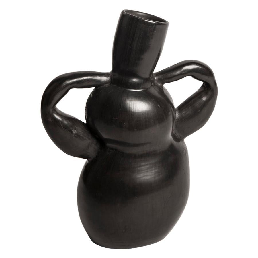 "Inner Strength" Handmade Black Ceramic Bucchero Tuscan Etruscan Vase #16
