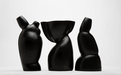 "Inner Strength" Handmade Black Ceramic Bucchero Tuscan Etruscan Vase #5