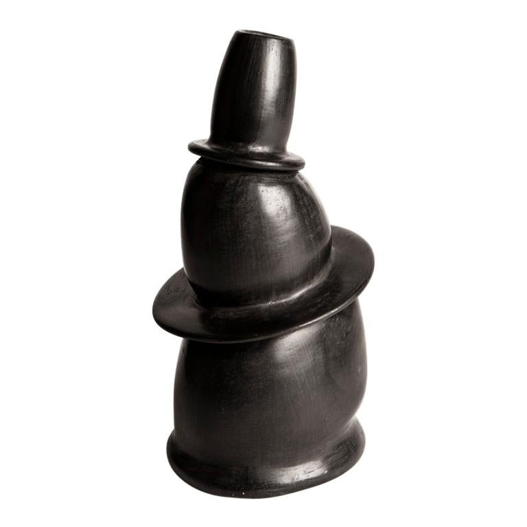 "Fuerza interior" Jarrón etrusco toscano de cerámica negra hecho a mano Bucchero #6
