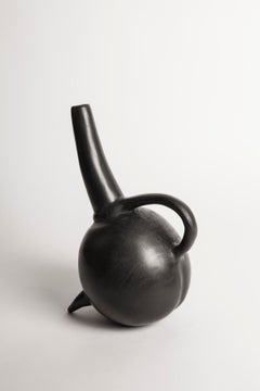 "Inner Strength" Handmade Black Ceramic Bucchero Tuscan Etruscan Vase #7