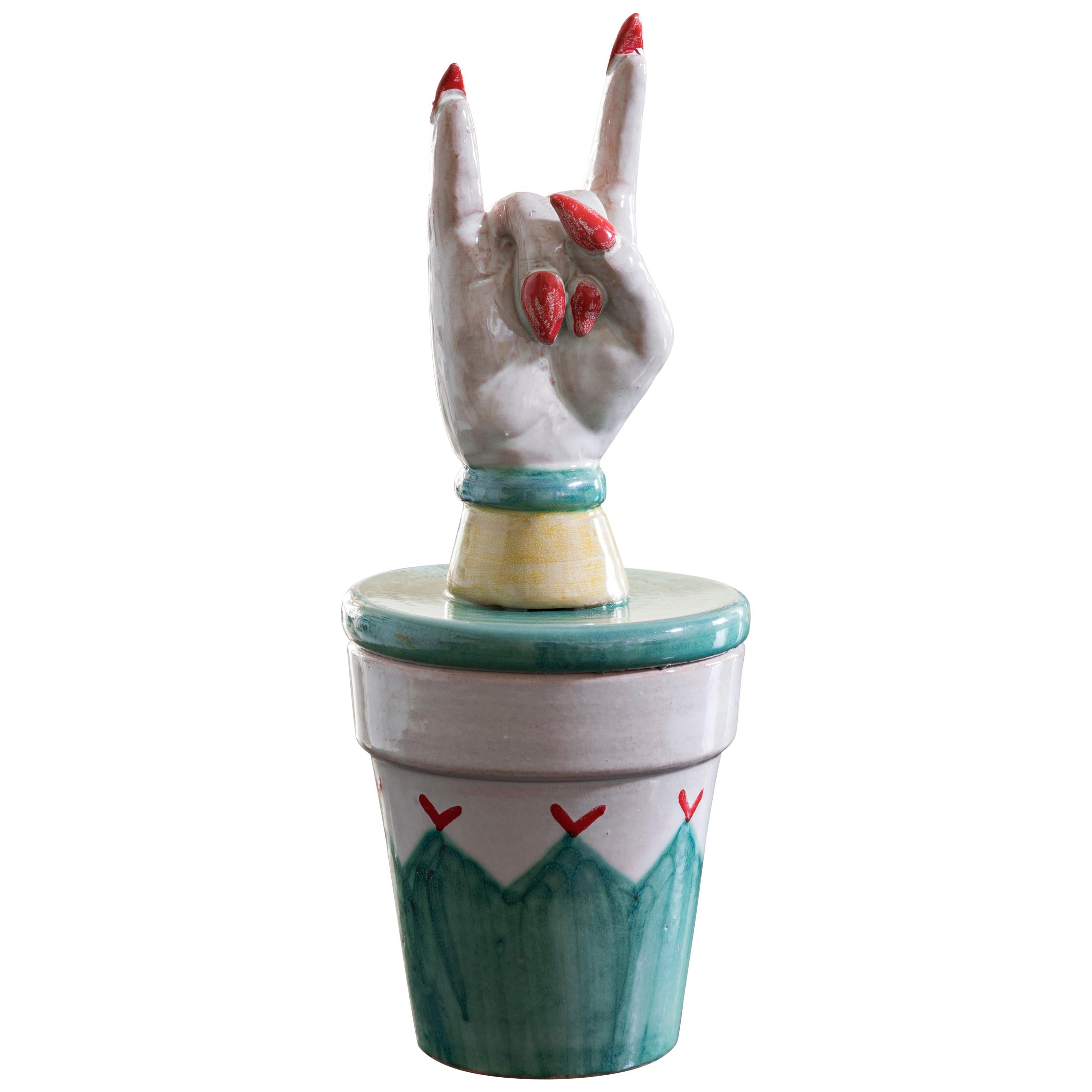 Contemporary Ceramic Vasetto Scaramantico Superstitious Little Jar For Sale