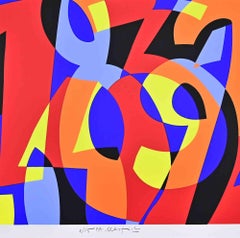 Composición abstracta - Serigrafía de Ugo Nespolo - Años 1990