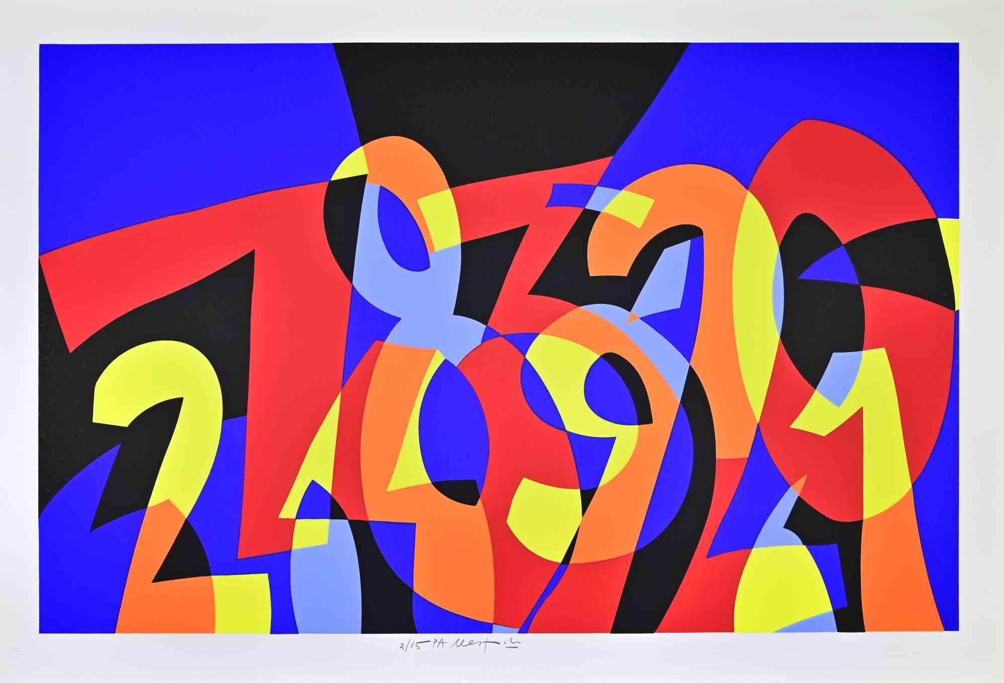 Abstract Composition - Screenprint by Ugo Nespolo - 1990s