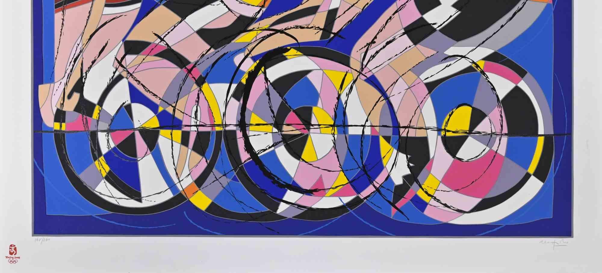 Cyclists - Silkscreen by Ugo Nespolo - 2008 For Sale 1