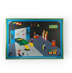 Ugo Nespolo, Garage serigraph, Signed 60/99, Italy 1980s