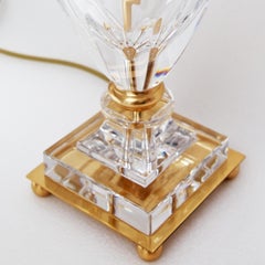 Ugo Poggi Firenze Handcrafted Crystal and Gold "Vinci" Italian Table Lamp
