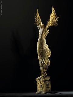 Brass guardian Angel sculpture, unique proof by Italian Master Ugo Riva