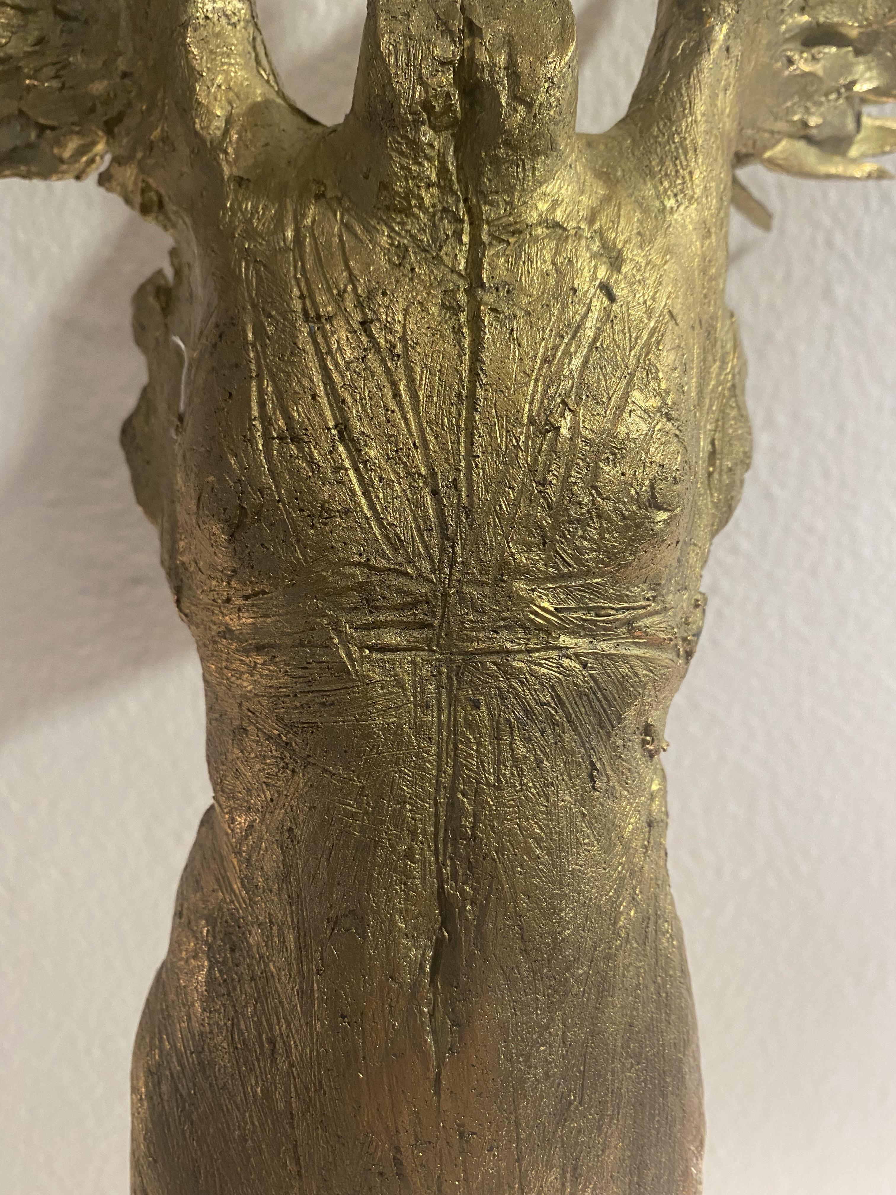 Brass guardian Angel sculpture, unique proof by Italian Master Ugo Riva 1