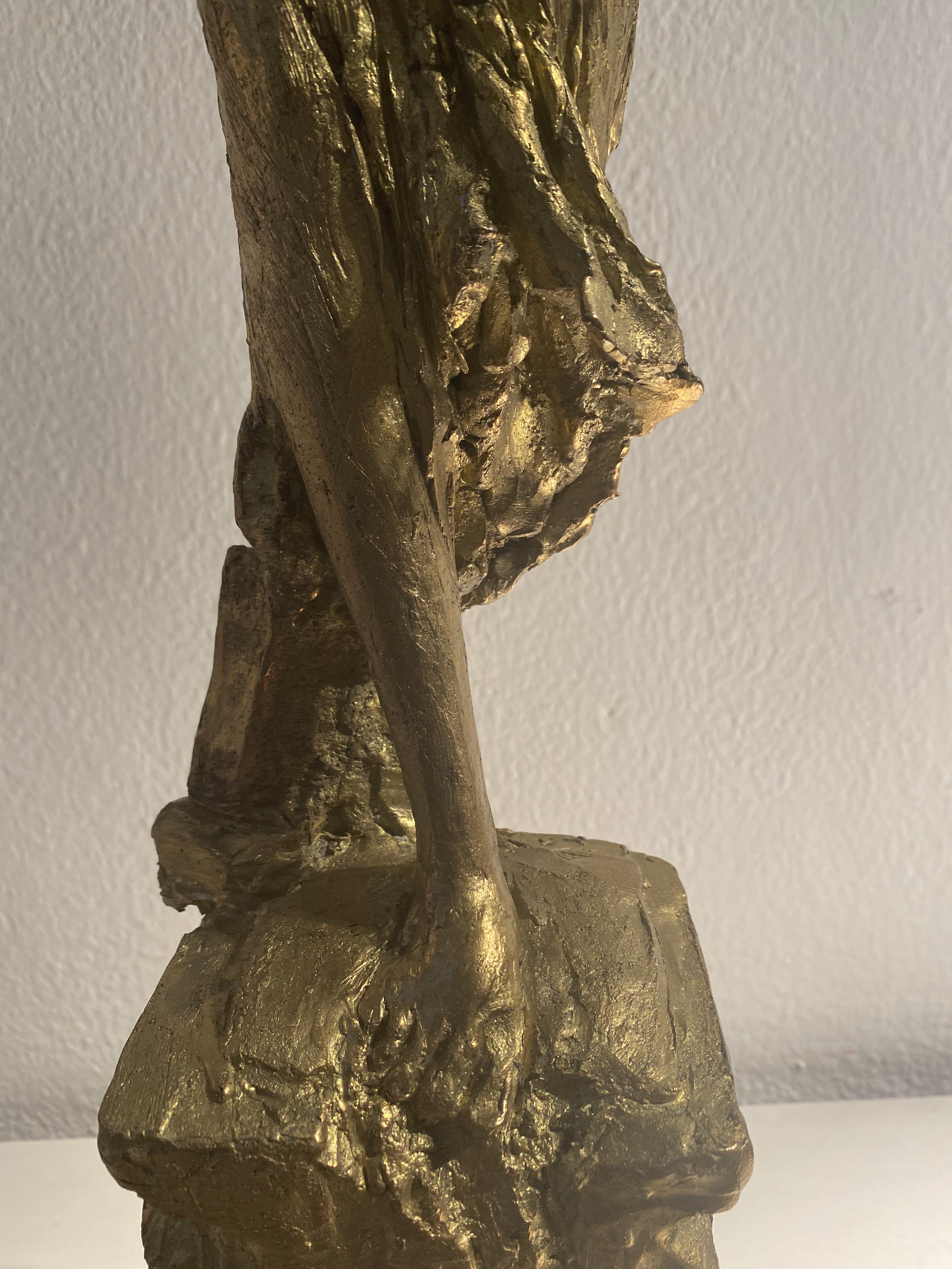 Brass guardian Angel sculpture, unique proof by Italian Master Ugo Riva 3