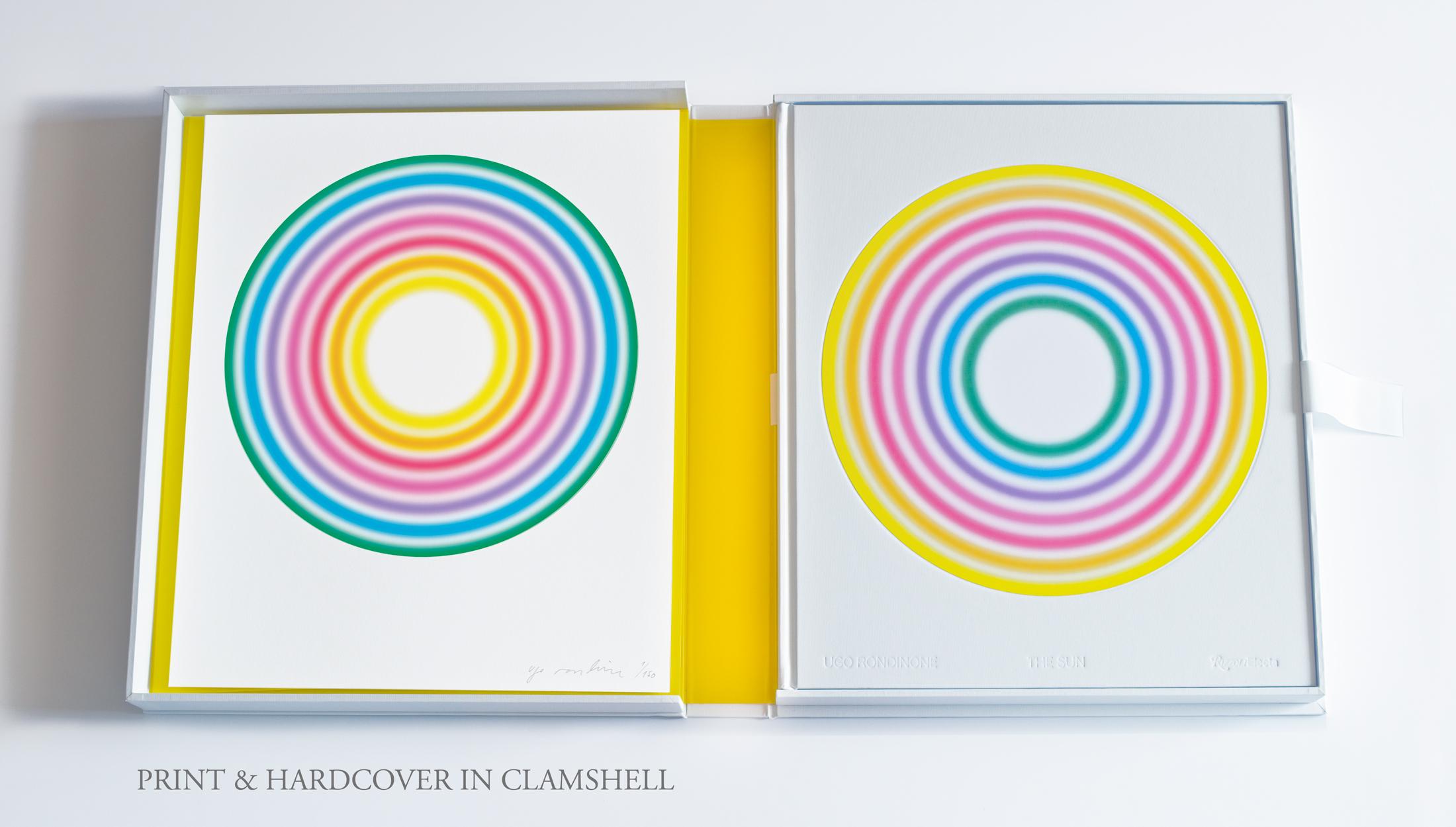 The Sun, 2022, Pop Turquoise Yellow Pink Circular print with Artist's book - Print by Ugo Rondinone