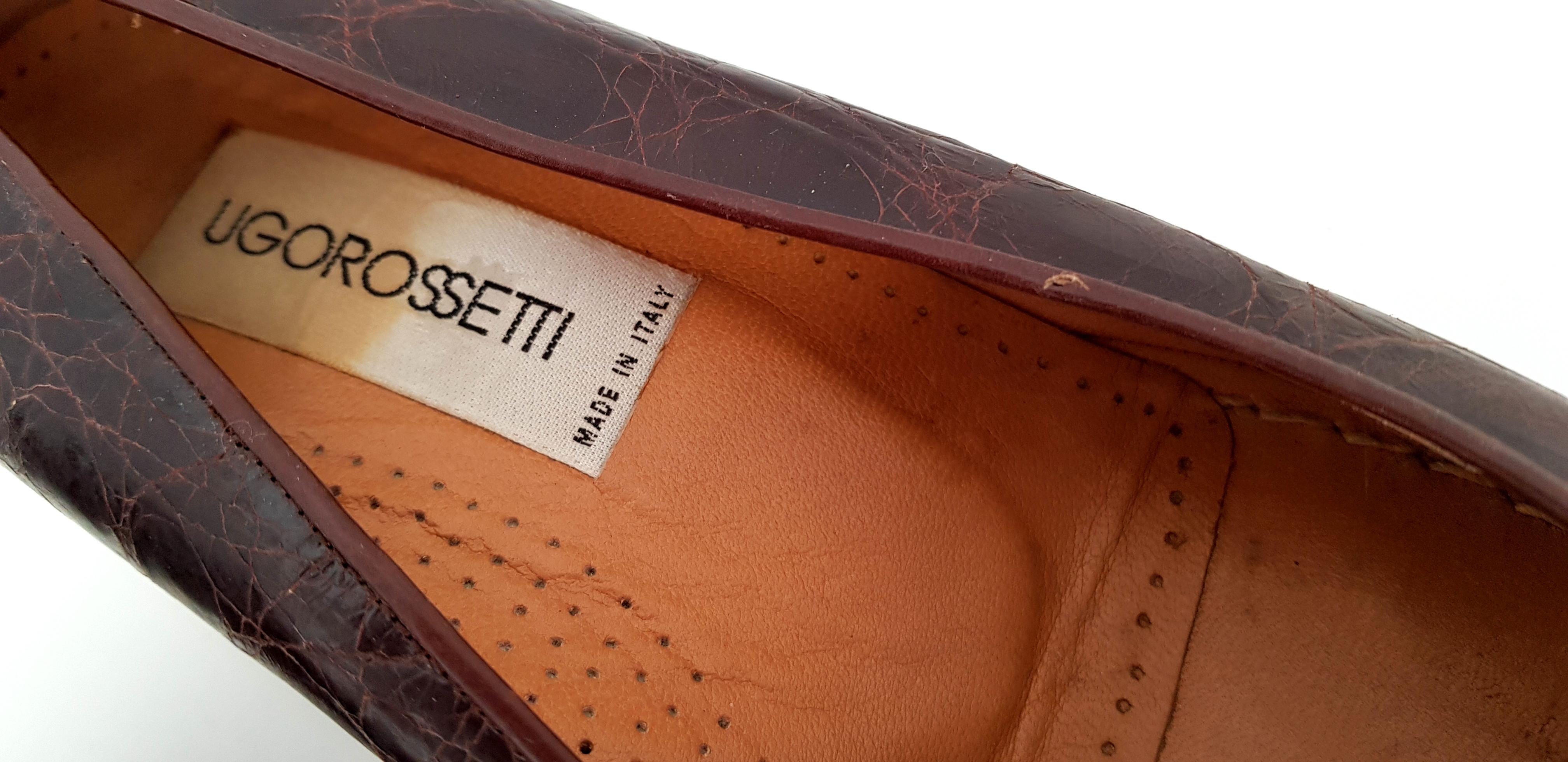 Ugo Rossetti Brown Wild Baby Crocodile Heels - Size 39 1/2 (EU) In Excellent Condition For Sale In Somo (Santander), ES