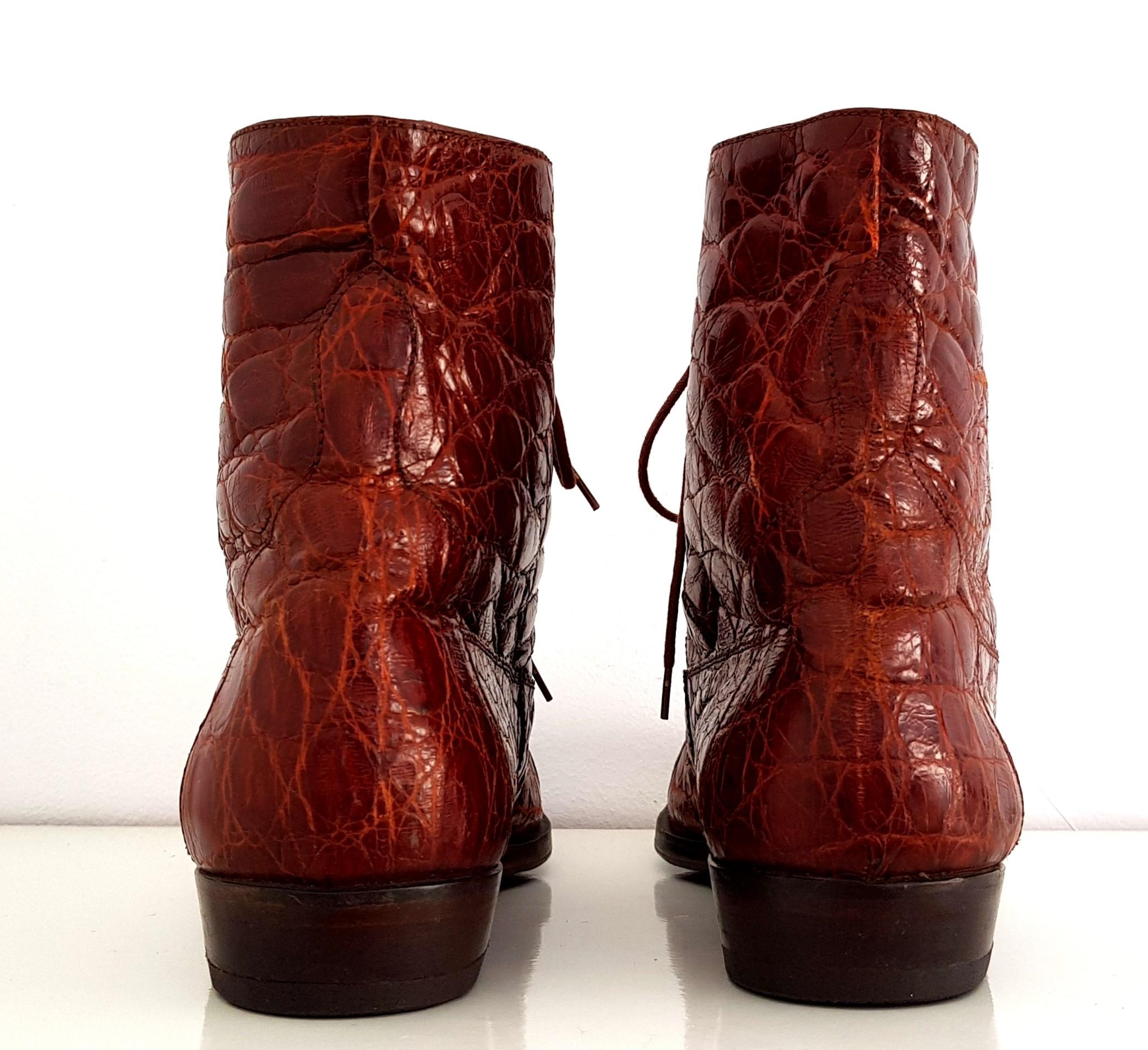 Ugo Rossetti Brown Wild Crocodile Leather Boots. NEW. Size 40 (EU) 6