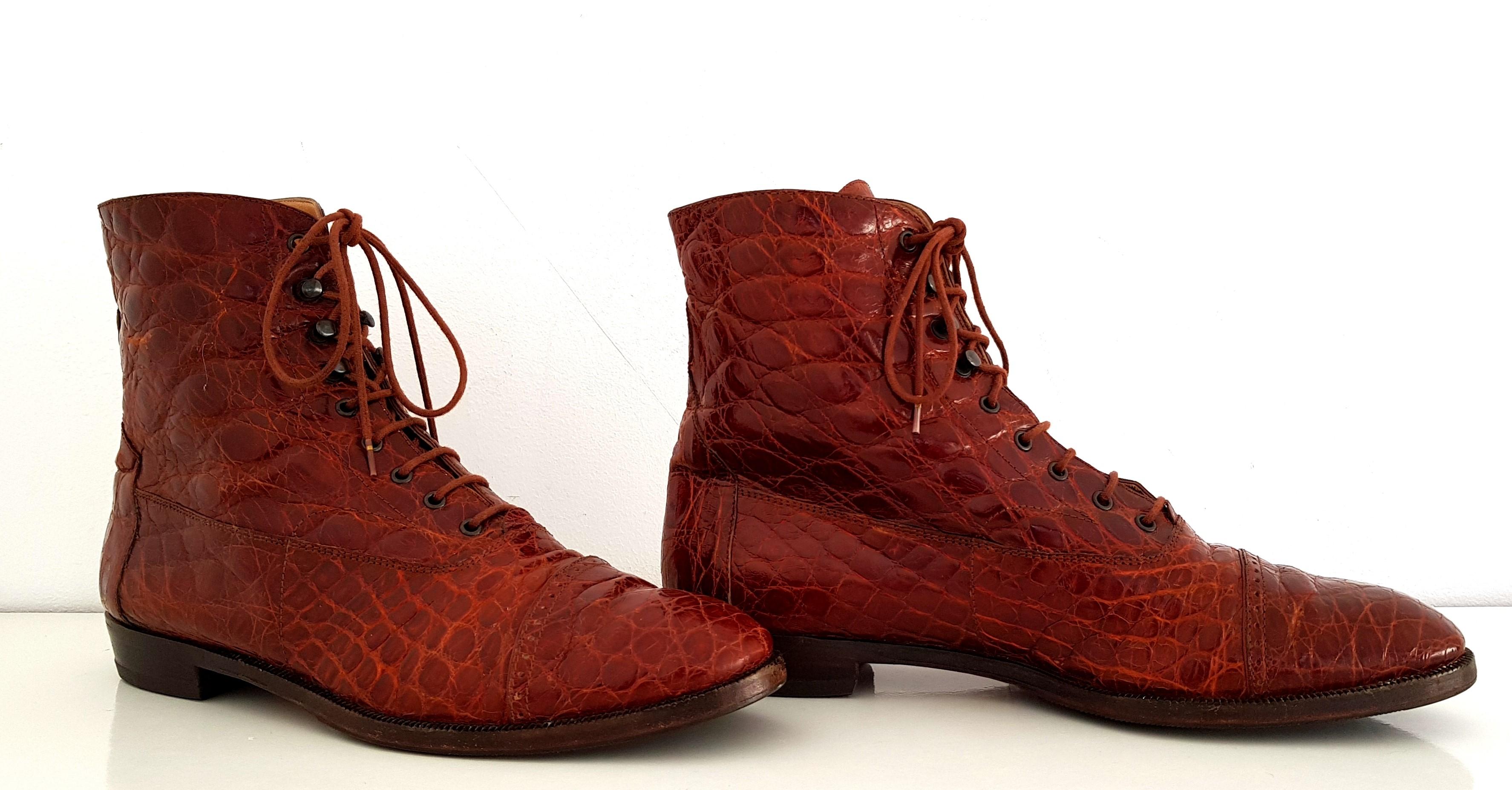 Ugo Rossetti Brown Wild Crocodile Leather Boots. NEW. Size 40 (EU) 1