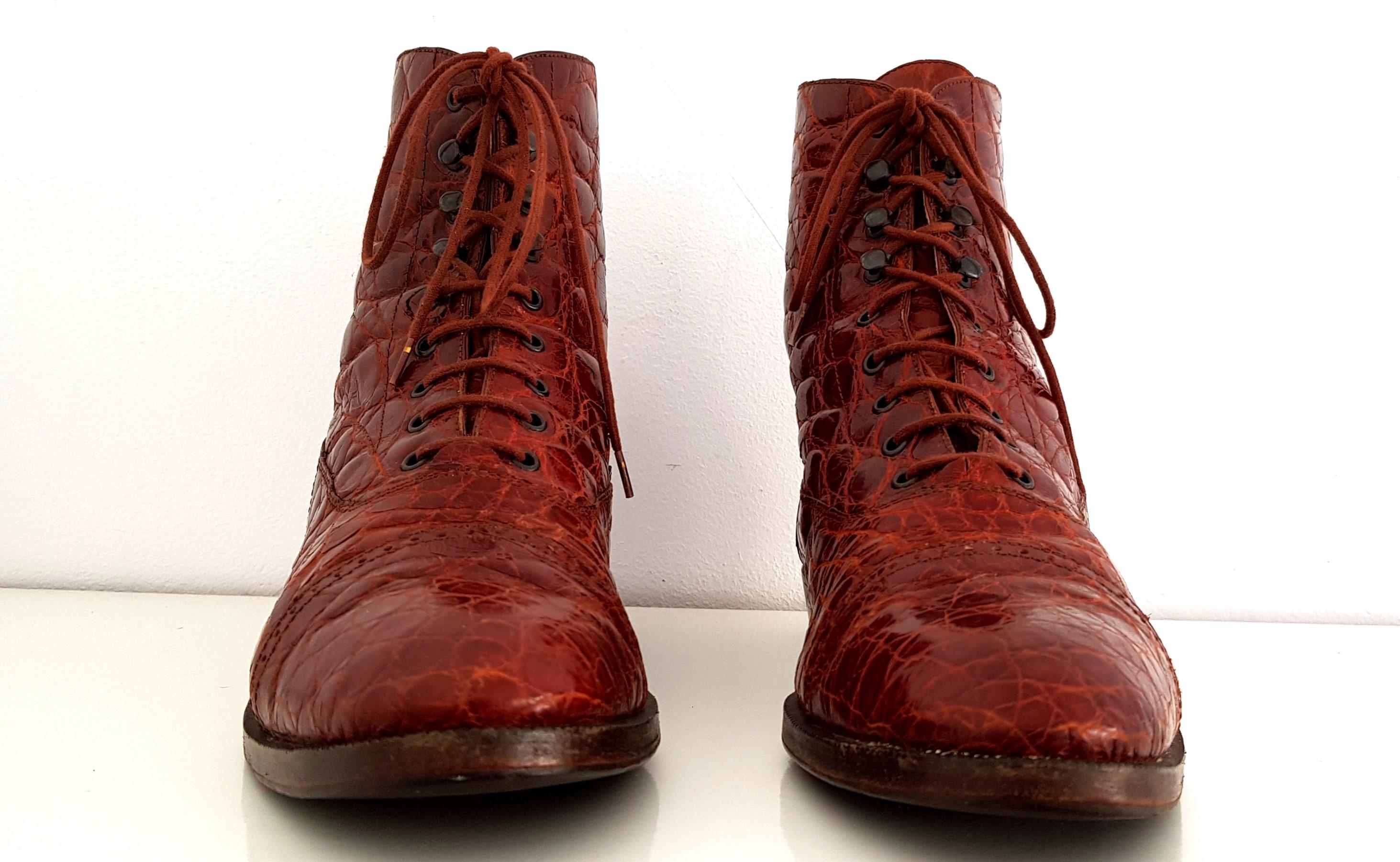 Ugo Rossetti Brown Wild Crocodile Leather Boots. NEW. Size 40 (EU) 2