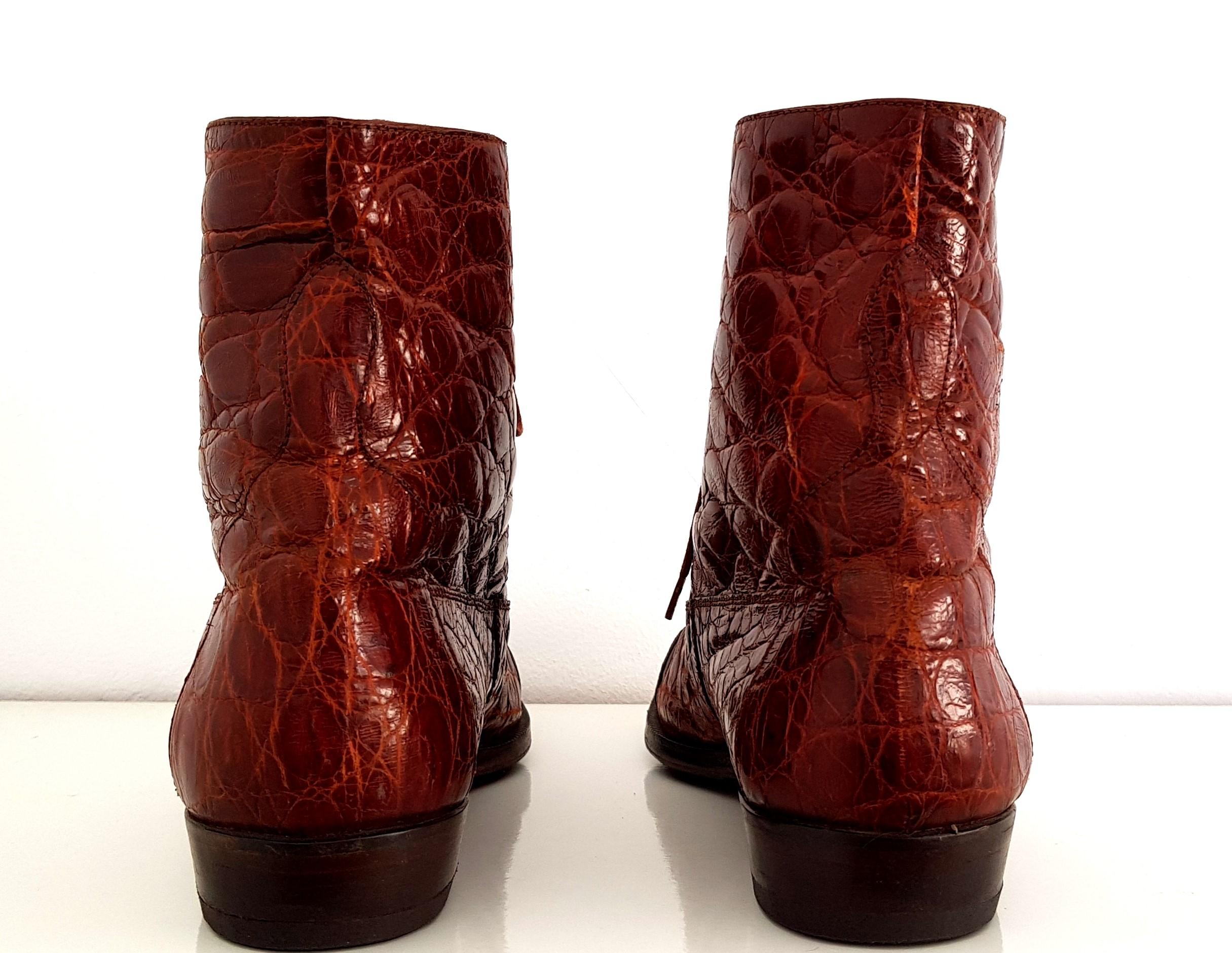 Ugo Rossetti Brown Wild Crocodile Leather Boots. NEW. Size 40 (EU) 3