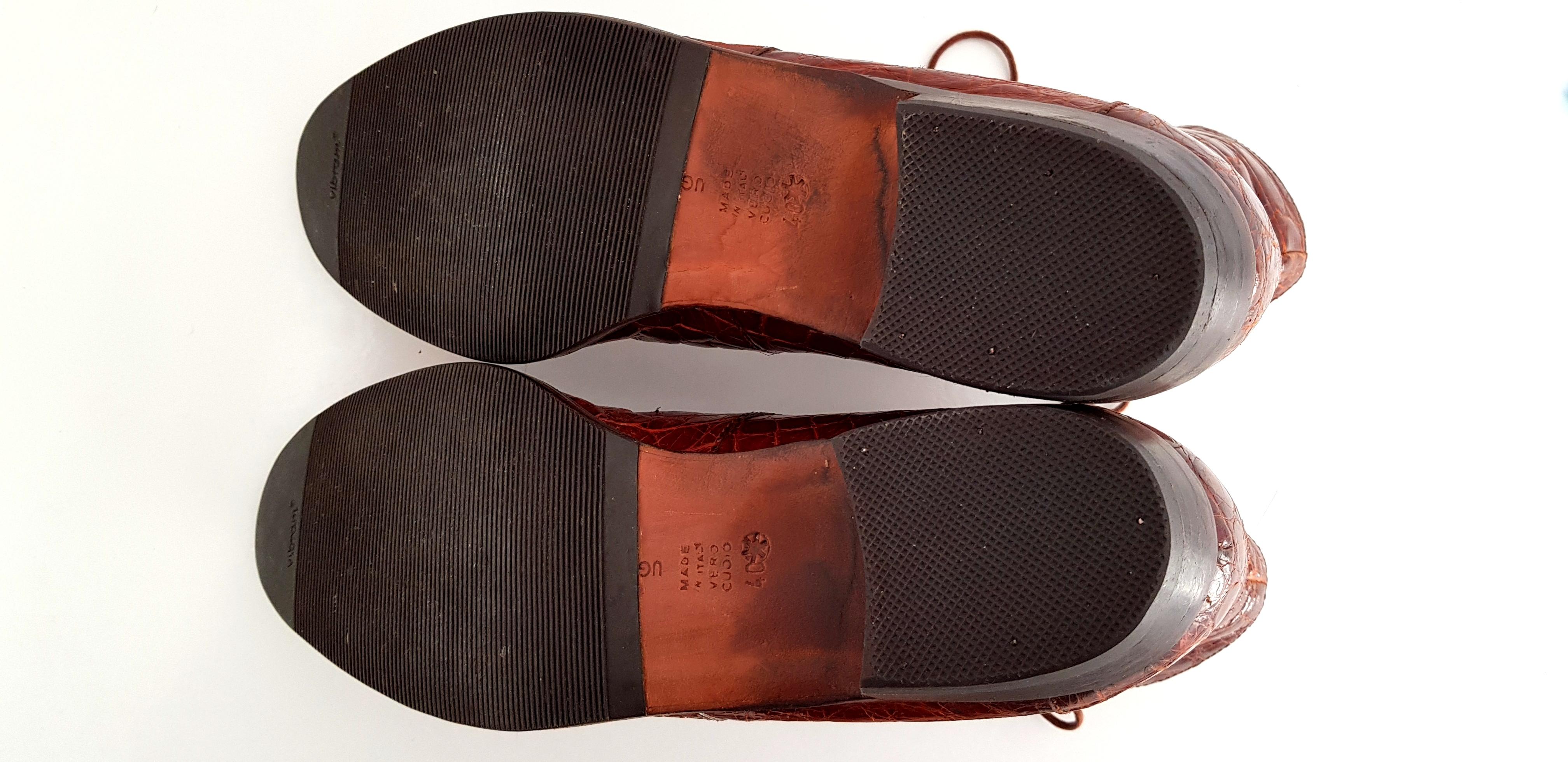 Ugo Rossetti Brown Wild Crocodile Leather Boots. NEW. Size 40 (EU) 5