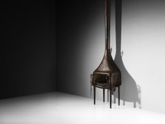 Ugo Trevisan Fireplace in Hammered Steel