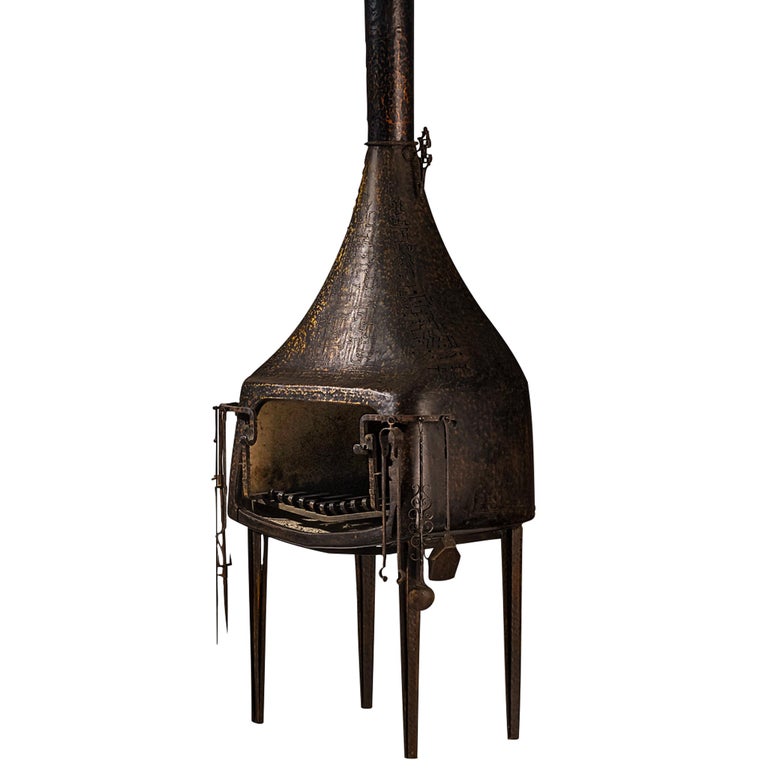 Ugo Trevisan Fireplace in Hammered Steel