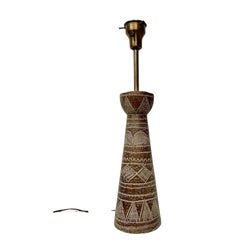 Ugo Zaccagnini Lampada da Tavolo in Ceramica Italiana Sgraffito Design Primativo Metà Secolo