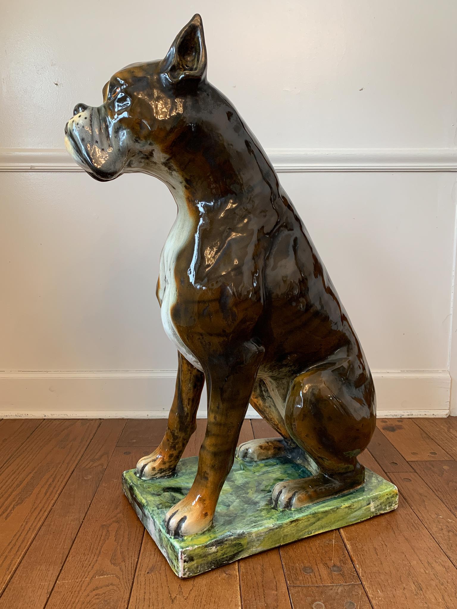 life size boxer dog statue