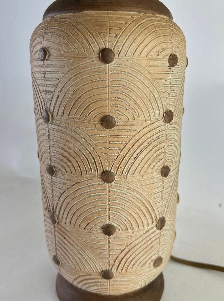 Ugo Zaccagnini Hand Incised Table Lamp, Italy, Ca. 1960s For Sale at