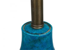 Ugo Zaccagnini Mid-Century Italian Ceramic Turquoise Blue Glazed Table Lamp