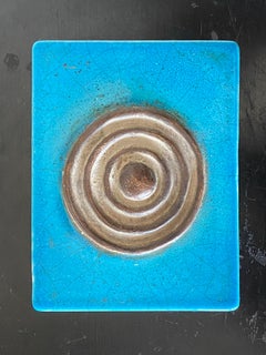 Ugo Zaccagnini Caja de cerámica azul egipcia turquesa con motivo de diana