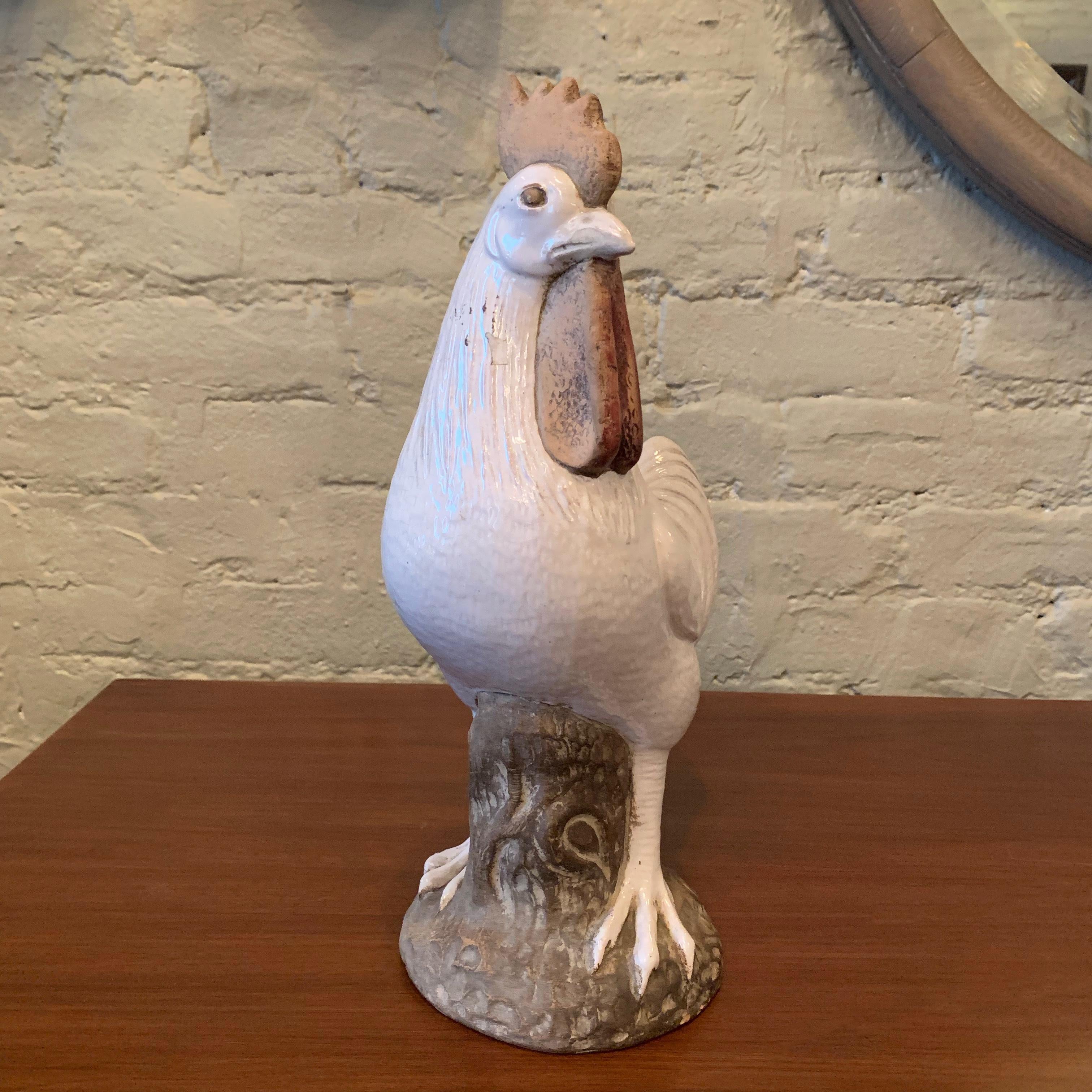 Midcentury, ceramic, rooster by Ugo Zuccagnini, Italy.