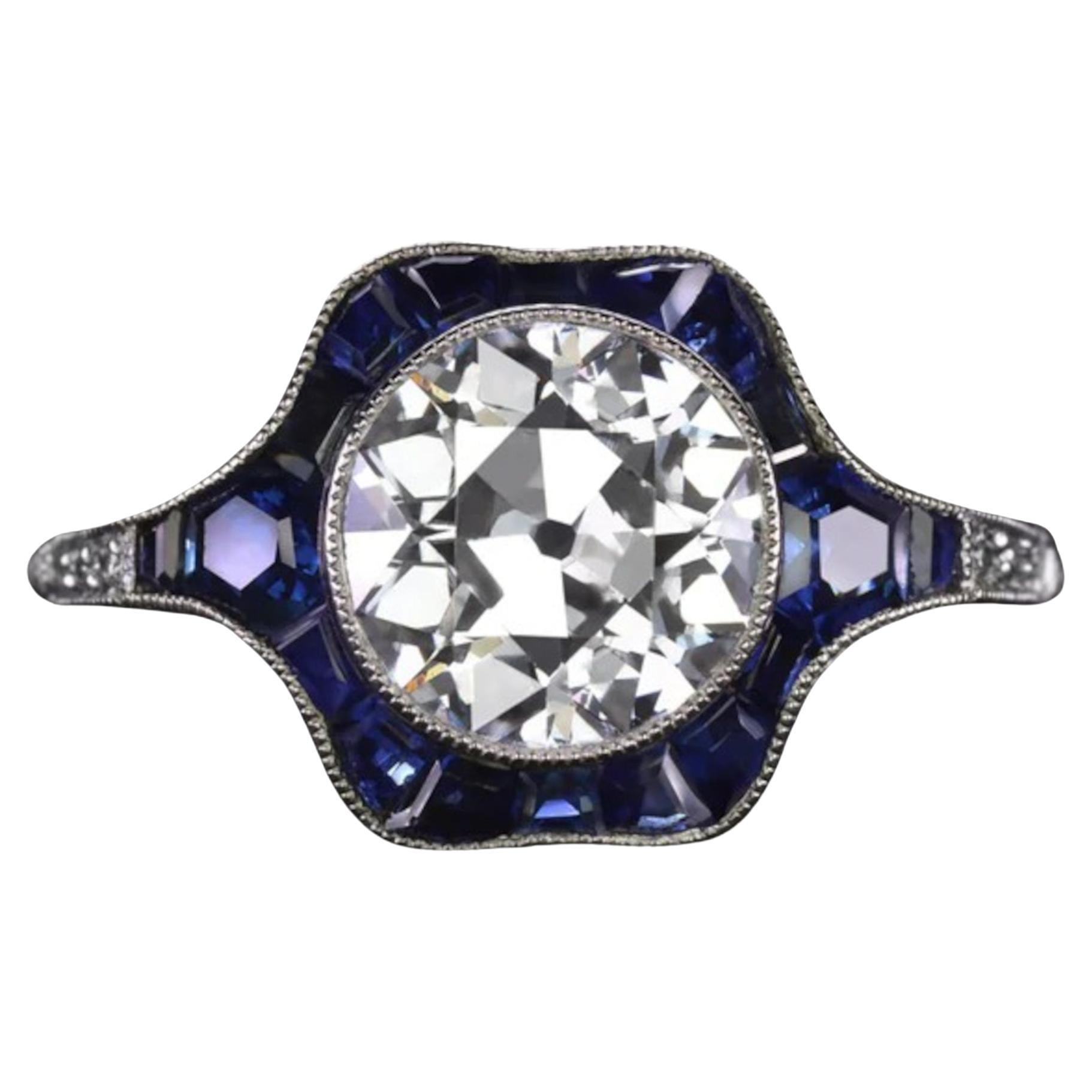 UGS Certified 2 Carat Old European Cut Diamond Platinum Vintage