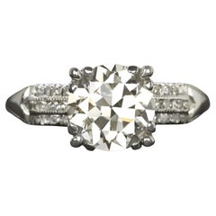 UGS zertifiziert 2,07ct Old European Cut Diamant Verlobungsring - Vintage By Platin