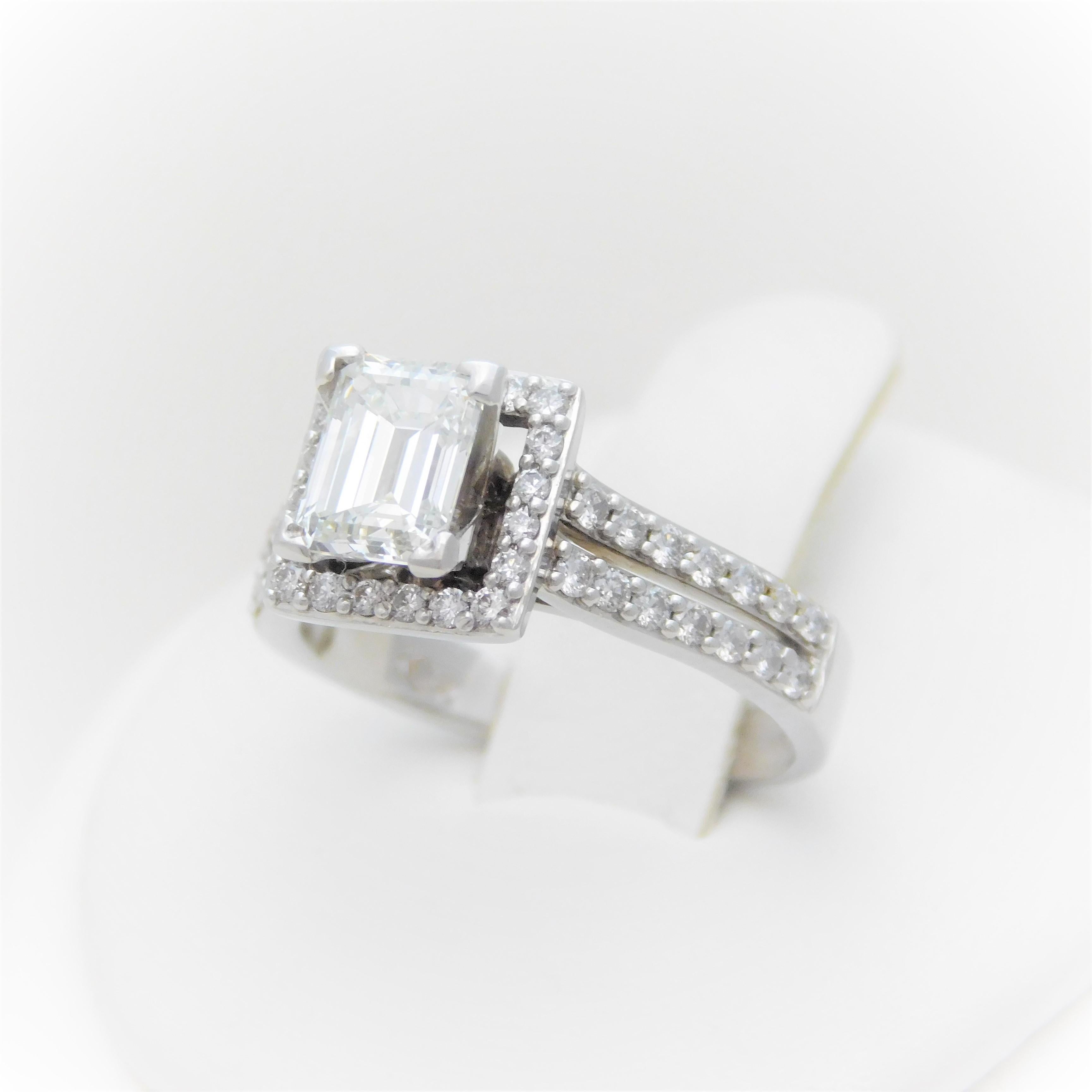 UGS Certified 2.18 Carat Emerald Cut Diamond Engagement Ring 6