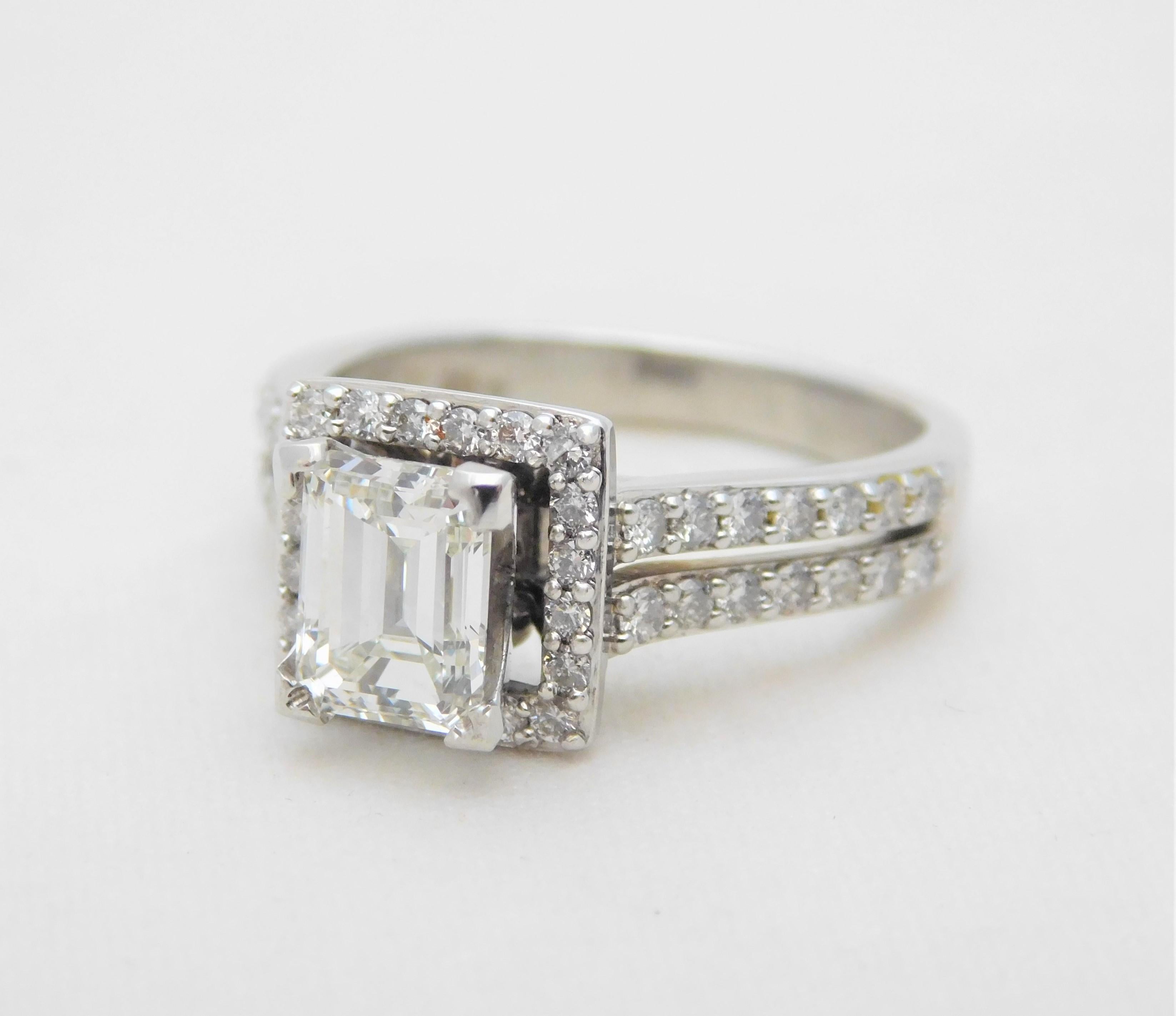 UGS Certified 2.18 Carat Emerald Cut Diamond Engagement Ring 7