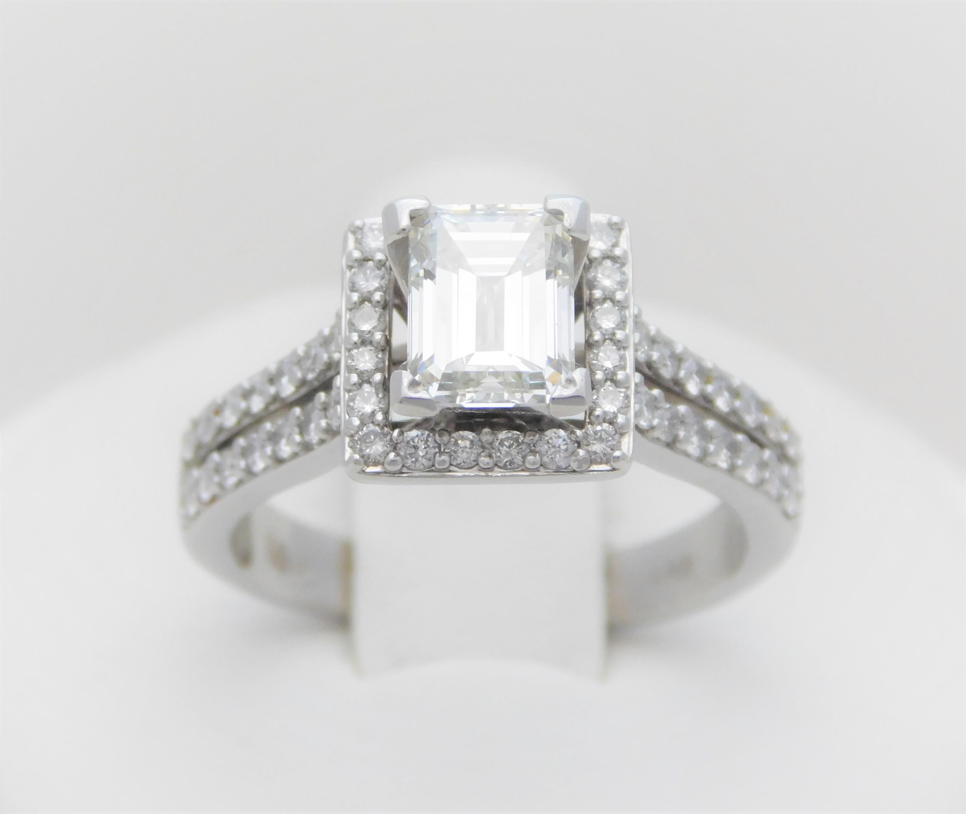 UGS Certified 2.18 Carat Emerald Cut Diamond Engagement Ring 8