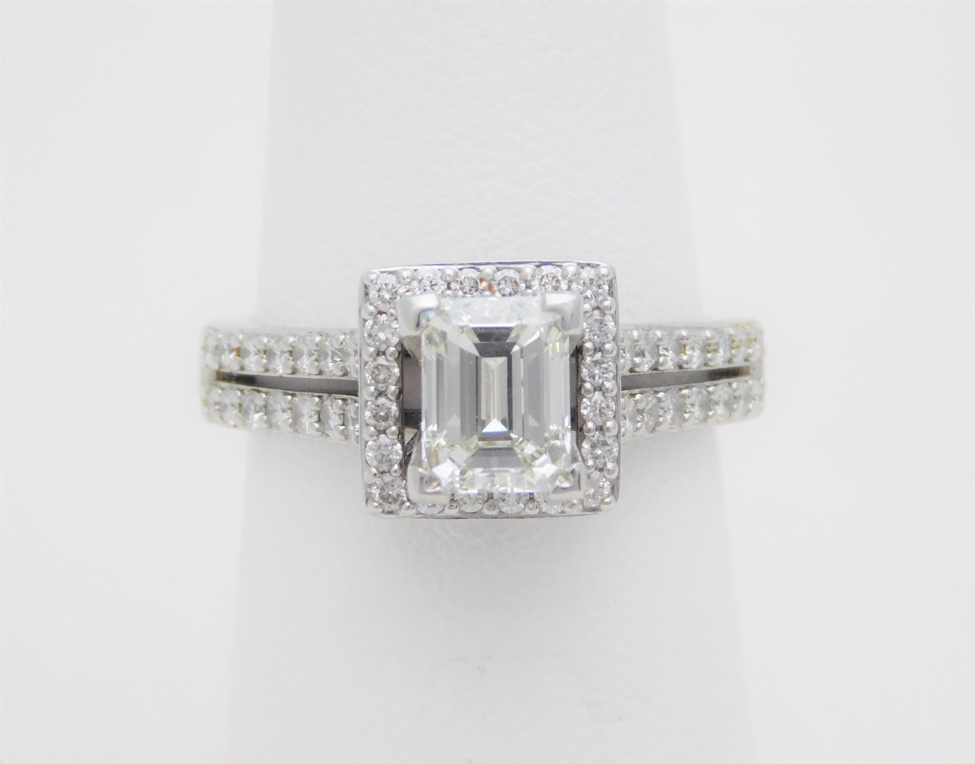 Women's UGS Certified 2.18 Carat Emerald Cut Diamond Engagement Ring
