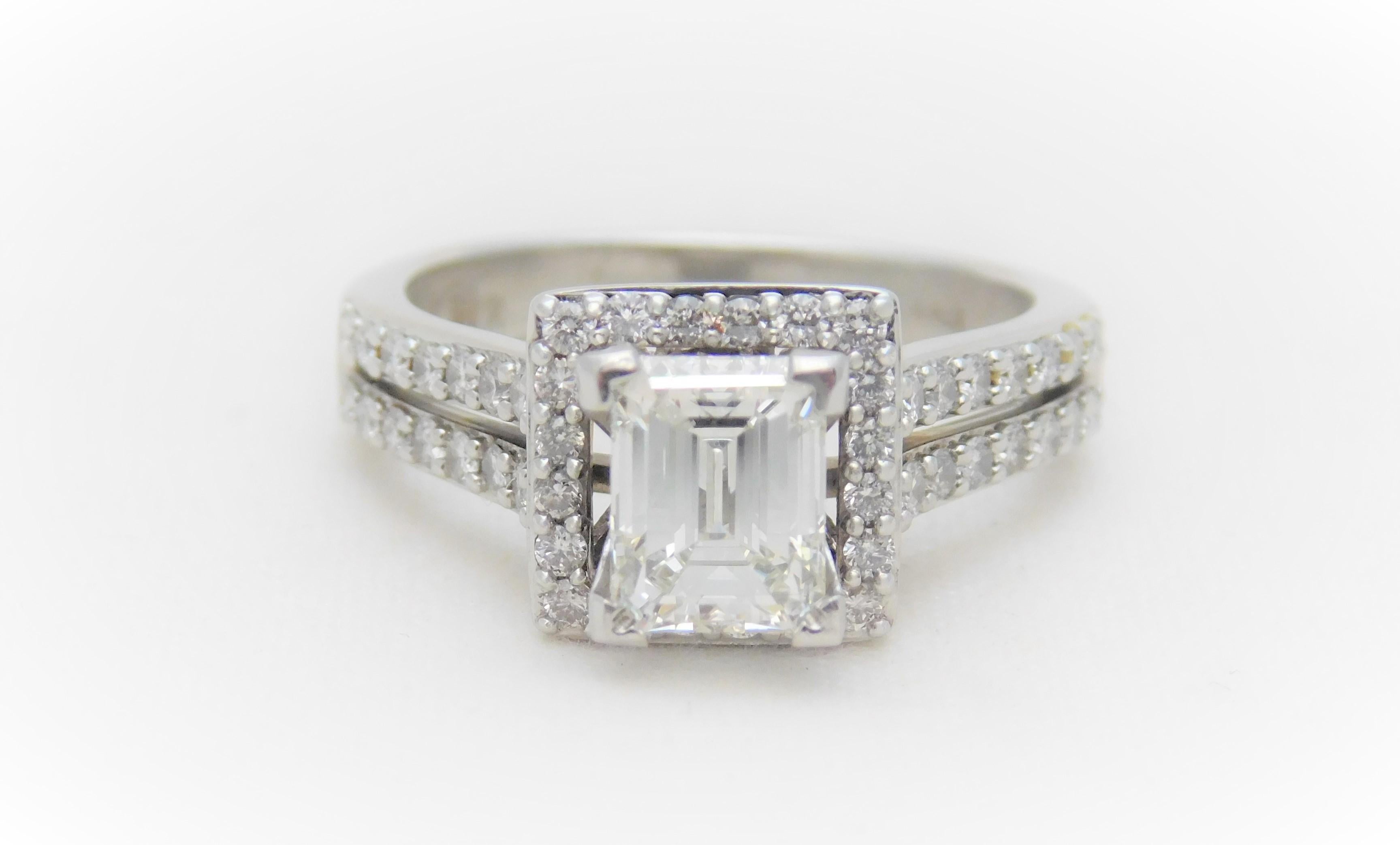 UGS Certified 2.18 Carat Emerald Cut Diamond Engagement Ring 1