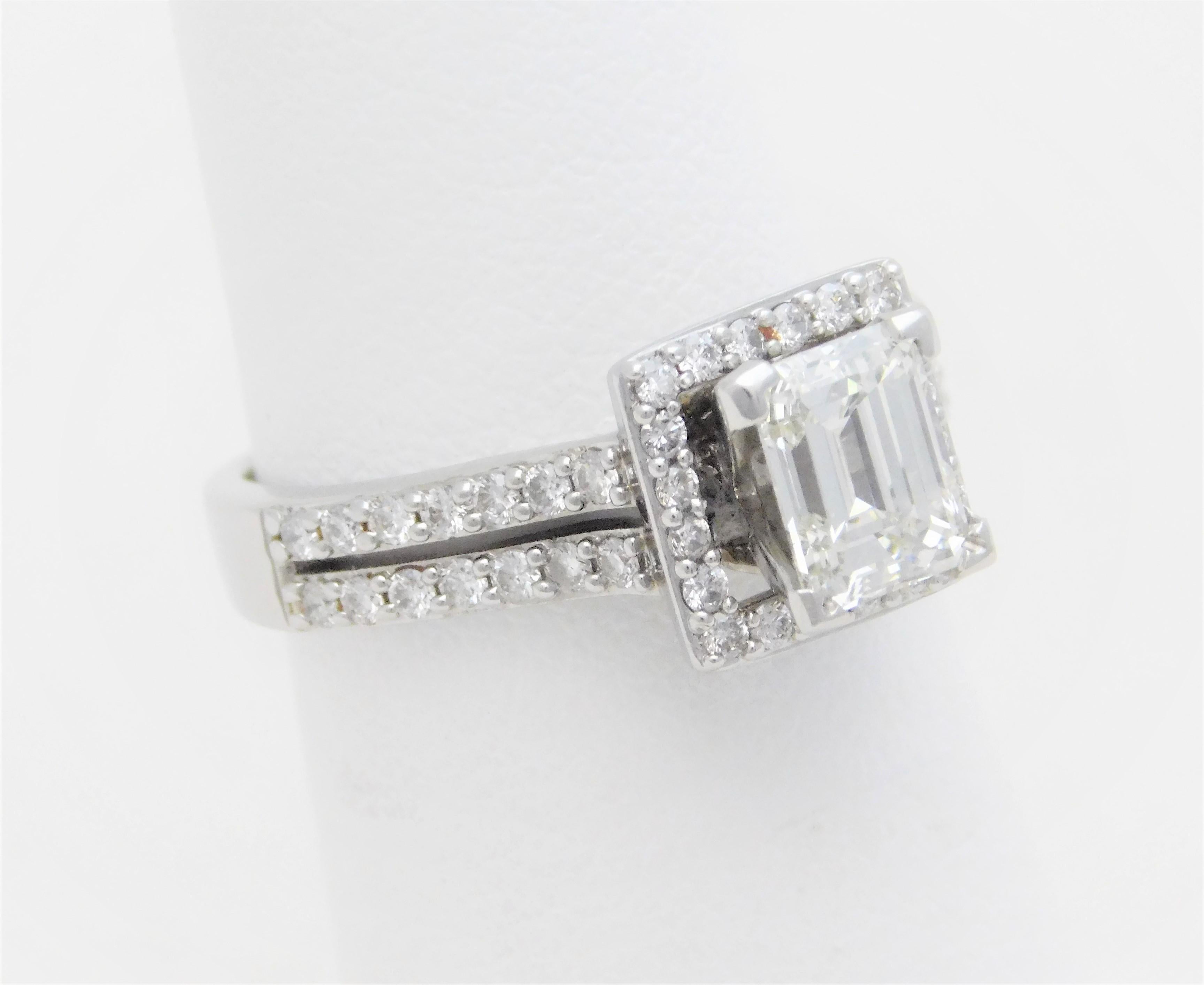 UGS Certified 2.18 Carat Emerald Cut Diamond Engagement Ring 2