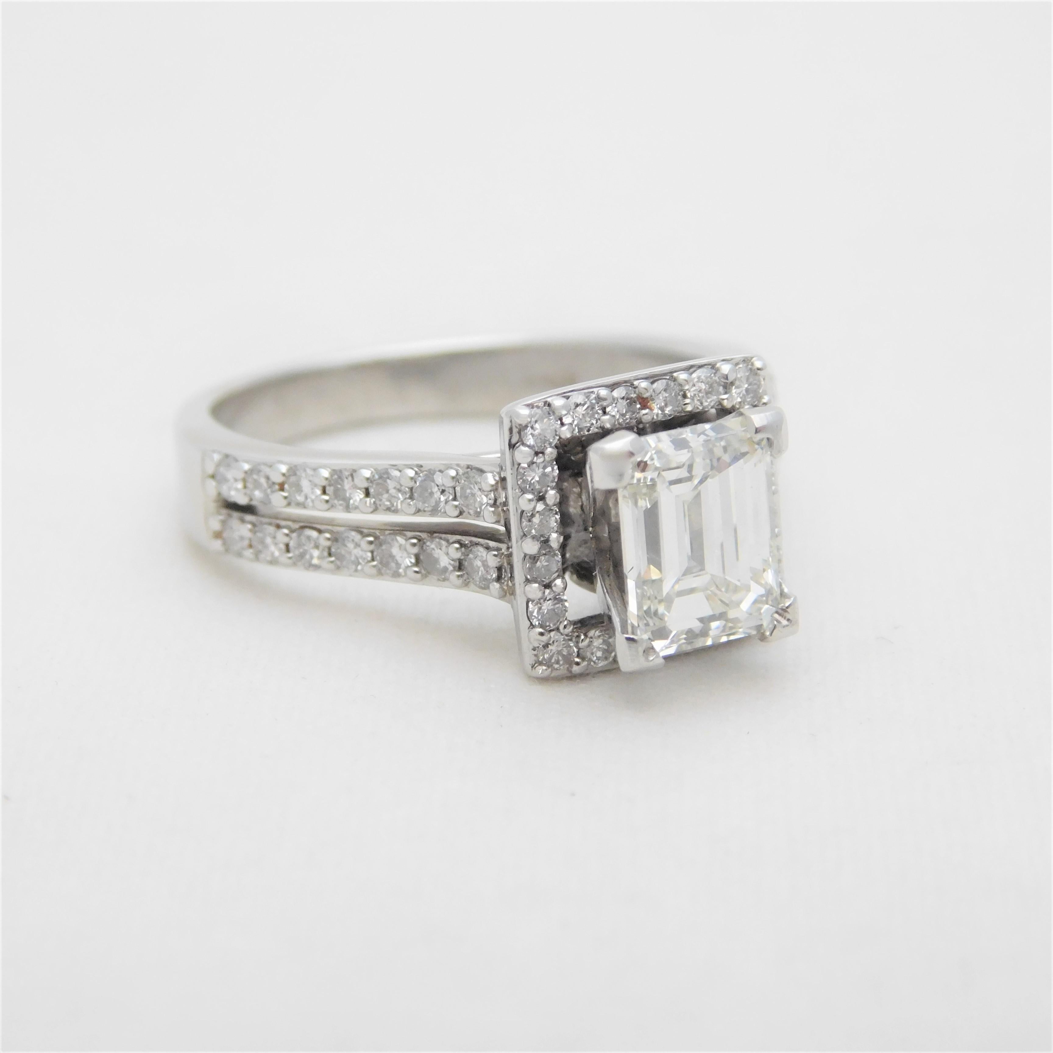 UGS Certified 2.18 Carat Emerald Cut Diamond Engagement Ring 3
